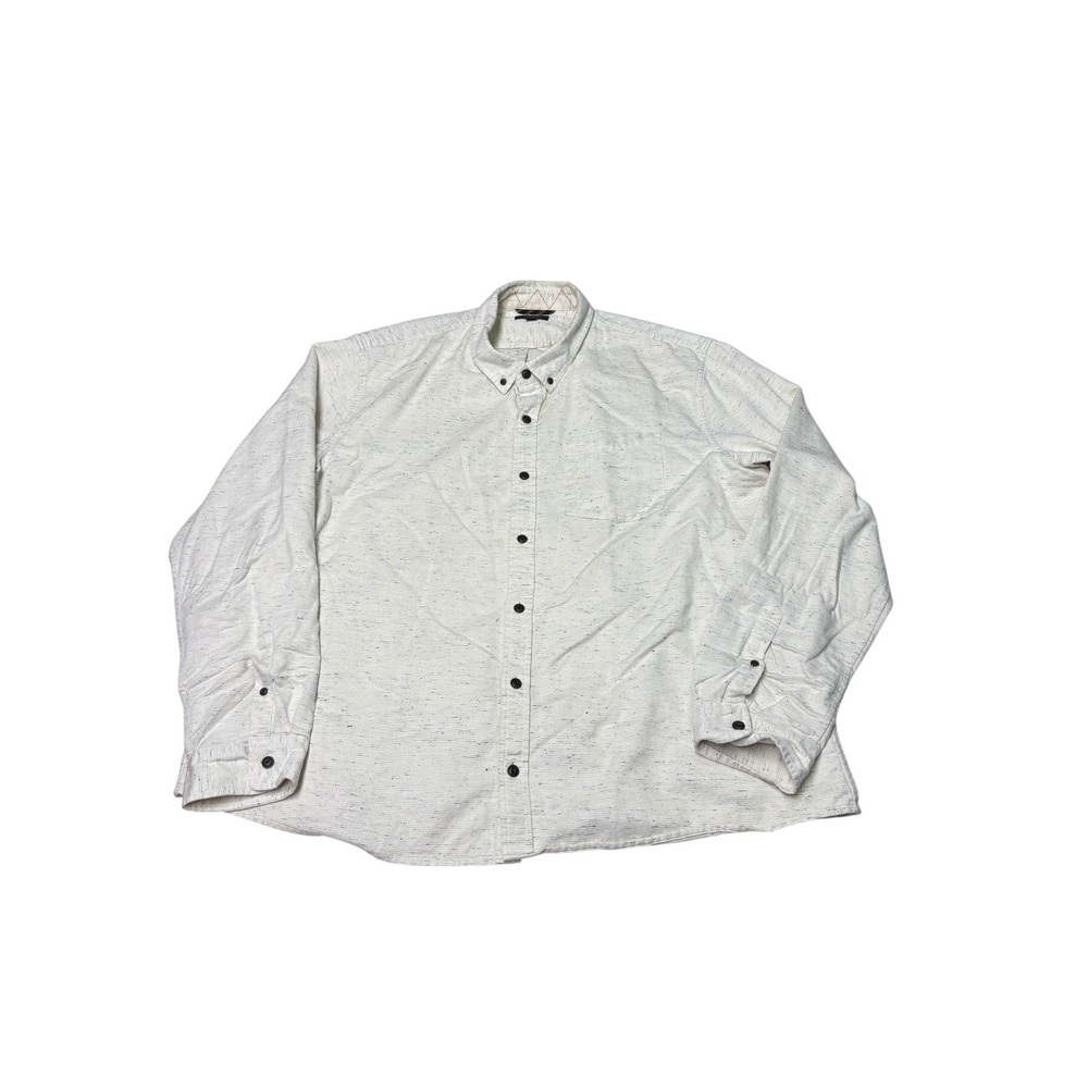 LL Bean Signature XXL Mens Cream Space Dye Flecked Button Down Shirt 520655